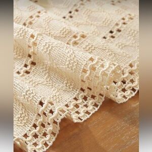 Boho Crochet Style Table Runner | Beige Neutral Farmhouse Decor